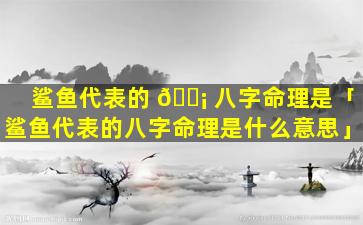 鲨鱼代表的 🐡 八字命理是「鲨鱼代表的八字命理是什么意思」